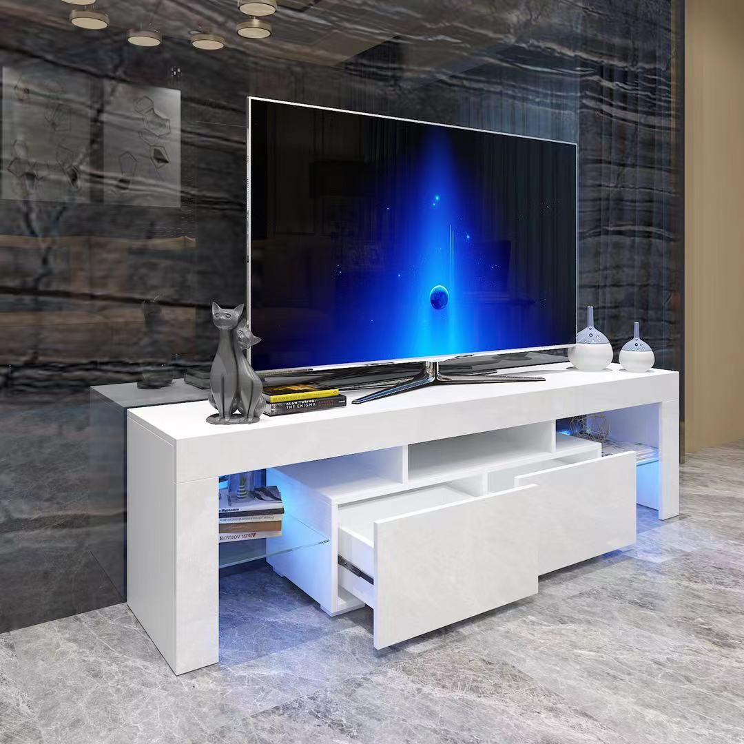 Modern TV Unit 130cm Cabinet TV Stand High Gloss Doors With Free LED