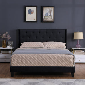 Cullwick Bed Frame Black Velvet Queen