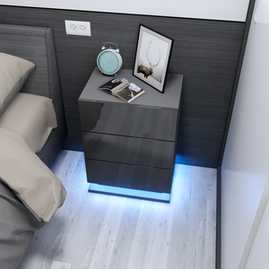 LOLA' High Gloss RGB LED Lighting Bedside TABLE