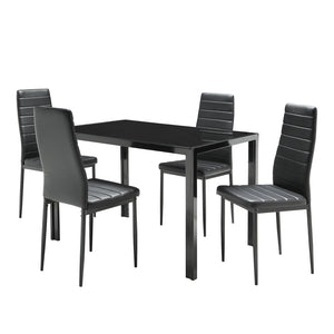 'Classic' 1.5m Temper Glass Dining Table + Buxton Chairs*4 Set