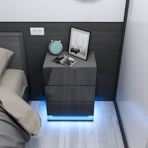 LOLA' High Gloss RGB LED Lighting Bedside TABLE