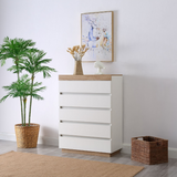 PERMAX 5 Drawers Set White + Wood