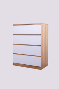 'Monaco' Set of 4 drawers white + oak