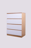 'Monaco' Set of 4 drawers white + oak