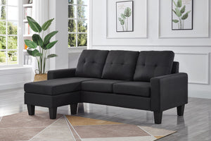 Koa Sectional L Shape Sofa Black with buttons