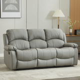 SX Deluxe PU Leather 3 Seater Light Grey Recliner