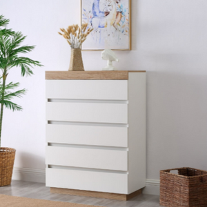 PERMAX 5 Drawers Set White + Wood