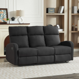 SX Black Linen 3 Seater Recliner