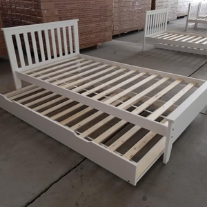 Solid Wood Trundle Bed White King Single