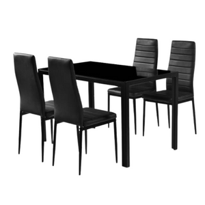 Classic 1.2m Temper Glass Dining Table + Buxton Chairs*4 Set