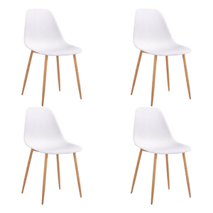 Alpine Dining Chair [White with Wooden Legs] Set of 4