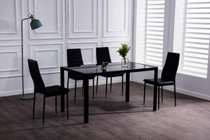 Classic 1.4m Temper Glass Dining Table + Buxton Chairs*4 Set