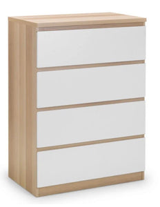 'Monaco' Set of 4 drawers white + oak