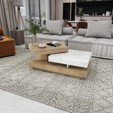 Geometric Elegance Coffee Table White + Wood