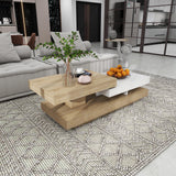 Geometric Elegance Coffee Table White + Wood