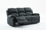 SX Deluxe PU Leather 3 Seater Black Recliner