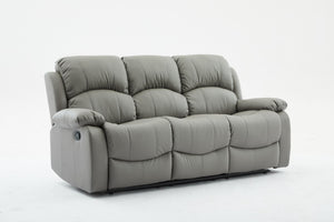 SX Deluxe PU Leather 3 Seater Light Grey Recliner