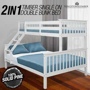 Torino Triple Bunk Bed White Single on Double